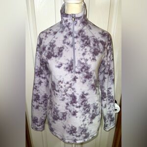 Eddie Bauer Jacket Fleece Jacket Lightweight Tie Dye Purple Quarter Zip Size XS